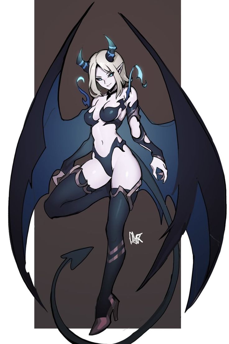 Demon Tail, Black Sclera, Female Monster, Demon Wings, Monster Girl Encyclopedia, Pointy Ears, Choker Black, Female Character Concept, Blonde Hair Blue Eyes