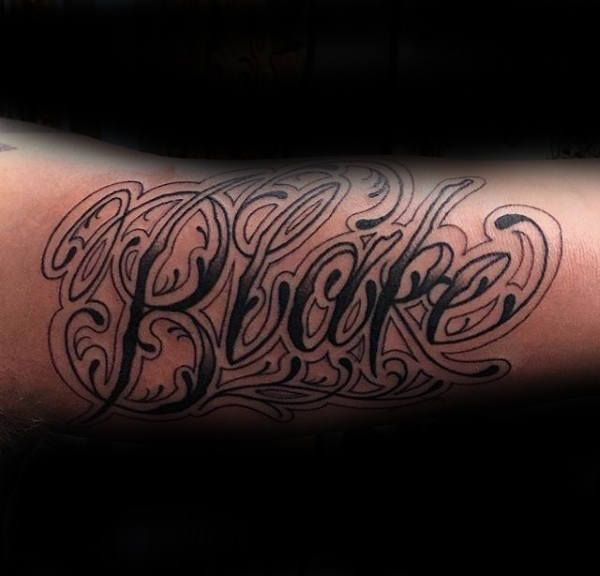 a man with a tattoo on his arm that says,'bloke '