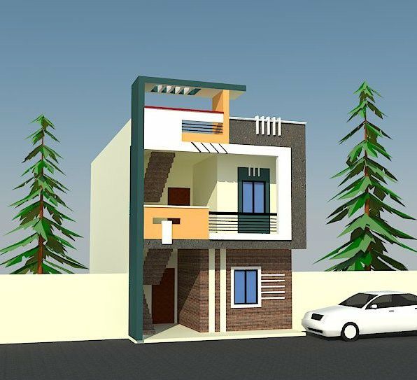 a white car is parked in front of a two story house with trees on the side