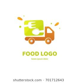 the food truck logo is designed with orange and green colors, suitable for any business or company