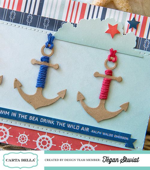 an image of some cards made to look like they have anchors on them and the words swim in the sea, drink the wild air