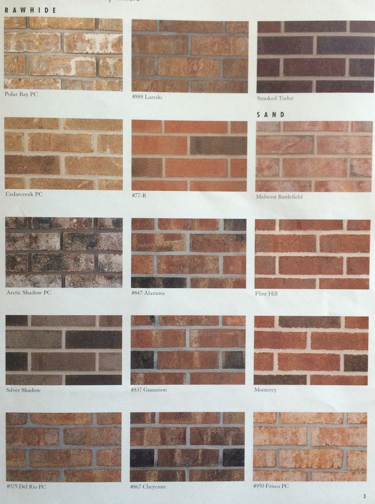 a brick wall with different types of bricks and colors to choose from in each section