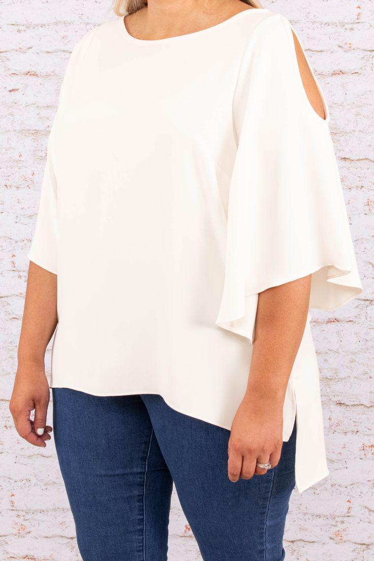 This cute top gives us major island vibes! This top has a solid neutral color you can dress up or down for every occasion! It's comfortable for all-day wear, has a flowy fit, and features the cutest cold shoulder sleeves! Style this top with skinnies and sandals for an easy everyday outfit! 100% Polyester Made In USA. Cold Shoulder Sleeves, Sleeves Style, Island Vibes, Toasted Coconut, Everyday Outfit, Cute Top, Neutral Color, Cute Tops, Neutral Colors