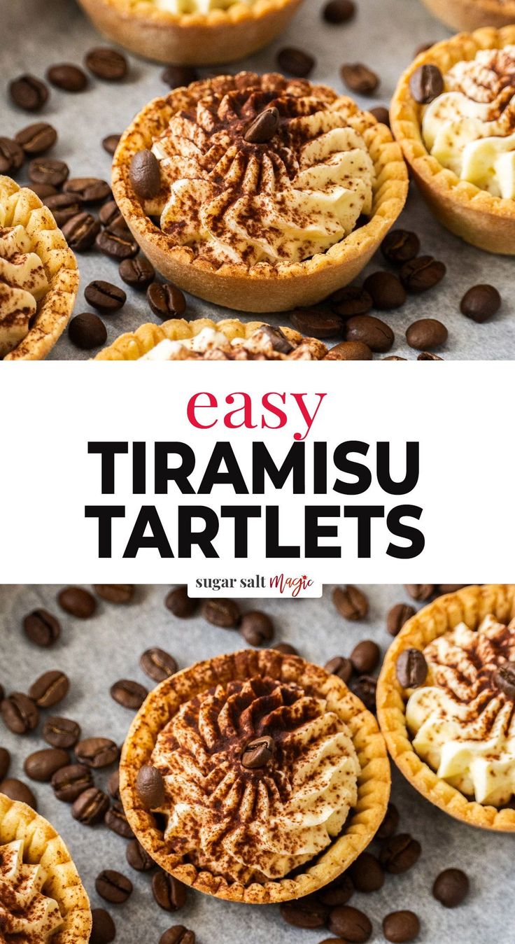 easy tirami tartles with coffee beans on the side