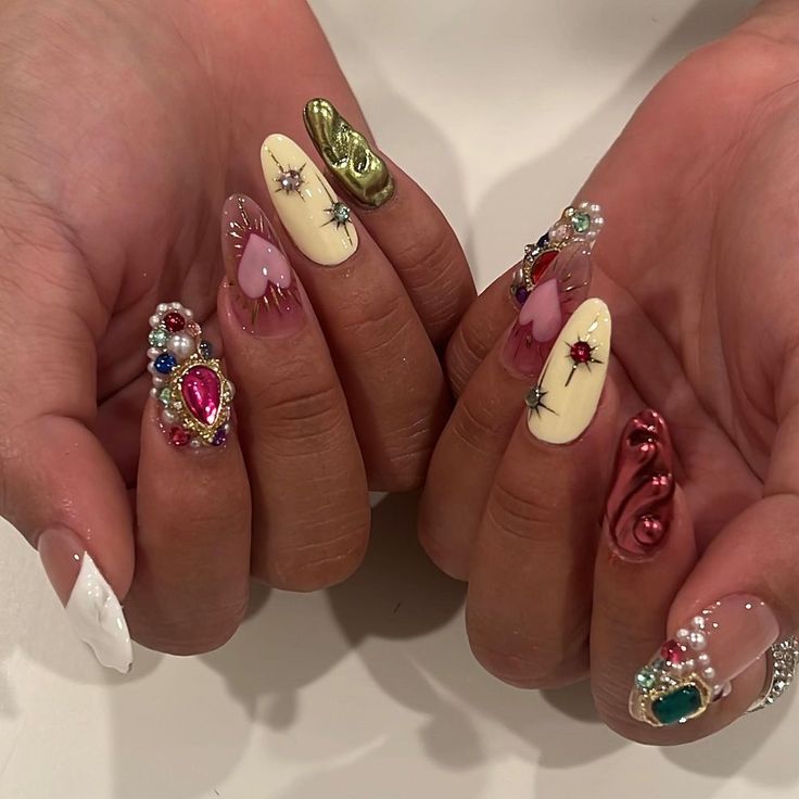 Edgy Nails, Short Square Acrylic Nails, Gem Nails, Square Acrylic Nails, Fire Nails, Funky Nails, Pretty Acrylic Nails, Chic Nails, Best Acrylic Nails