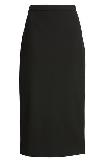 The smooth, stretchy fabric of this streamlined pencil skirt lets you effortlessly transition from desk to dinner. Lined 68% polyester, 28% viscose, 4% spandex Dry clean Imported Sleek Midi Skirt, Sleek Knee-length Pencil Skirt For Workwear, Sleek Knee-length Pencil Skirt For Work, Modern Midi Pencil Skirt For Office, Modern Lined Pencil Skirt For Office, Midi Length Elastane Pencil Skirt With Lining, Modern Office Pencil Midi Skirt, Modern Office Midi Pencil Skirt, Business Pencil Skirt With Lining