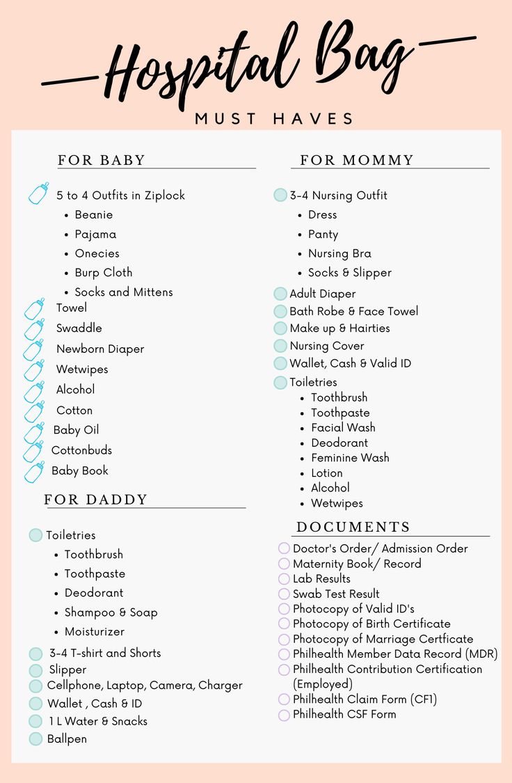 the hospital bag list for babies and toddlers