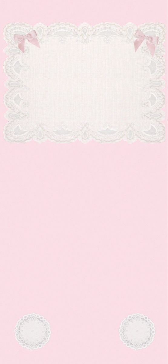 a pink background with white lace and bows