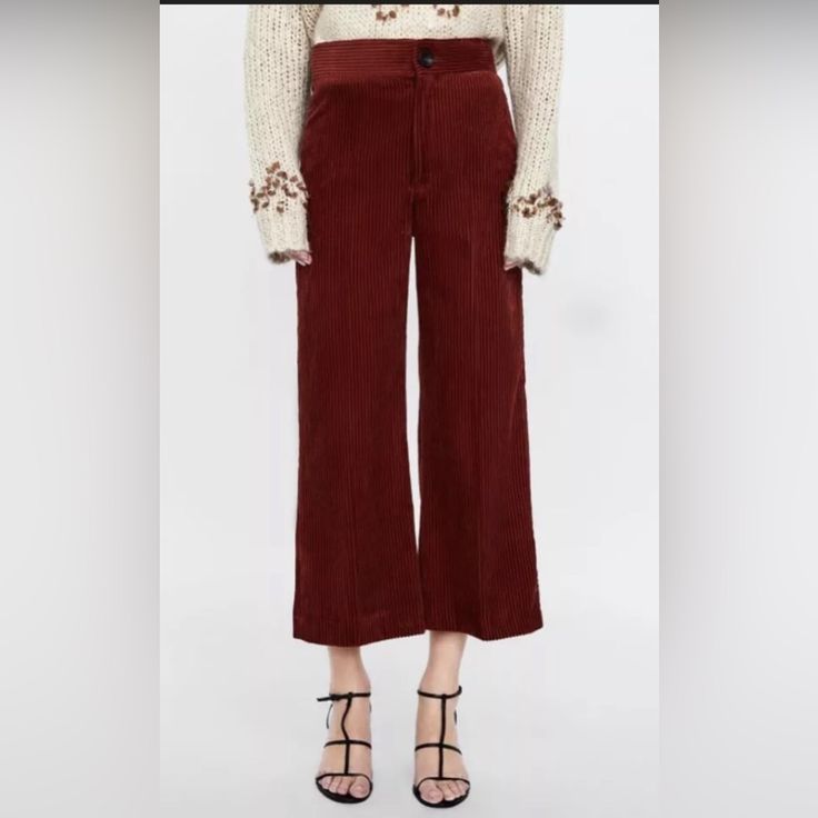 Size Small * All Items Are Sustainably Sourced. Most Items Are In Excellent Used Condition Unless Noted New With Tags. I Do My Best To Point Out Any Flaws* #Wildflowerrthrifts High Waist Burgundy Wide Leg Pants For Fall, Burgundy High Waist Wide Leg Pants For Fall, Burgundy Wide Leg Pants For Fall Workwear, Burgundy Wide Leg Bottoms For Spring, Burgundy Wide-leg Bottoms For Spring, Burgundy Wide Leg Pants For Spring, Burgundy Cotton Wide Leg Pants, Red Wide Leg Winter Pants, Chic Red Wide Leg Pants For Fall