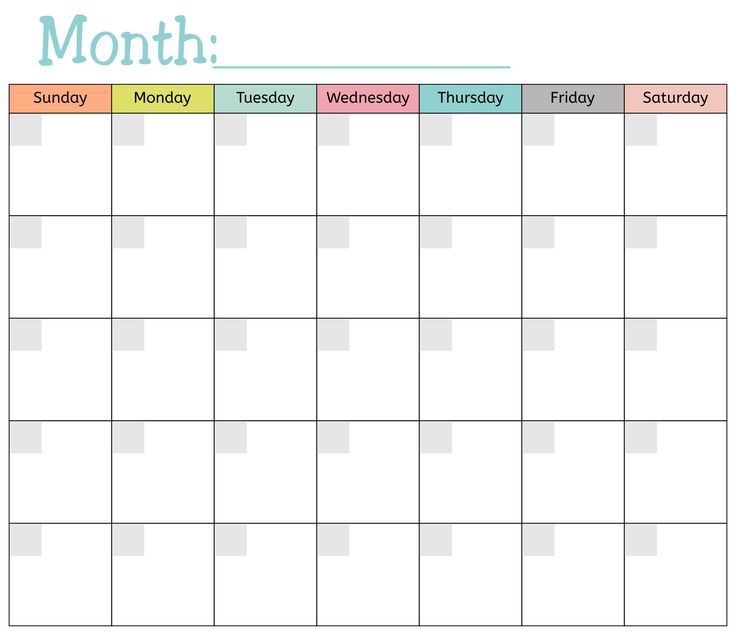 a printable calendar with the month numbers on it