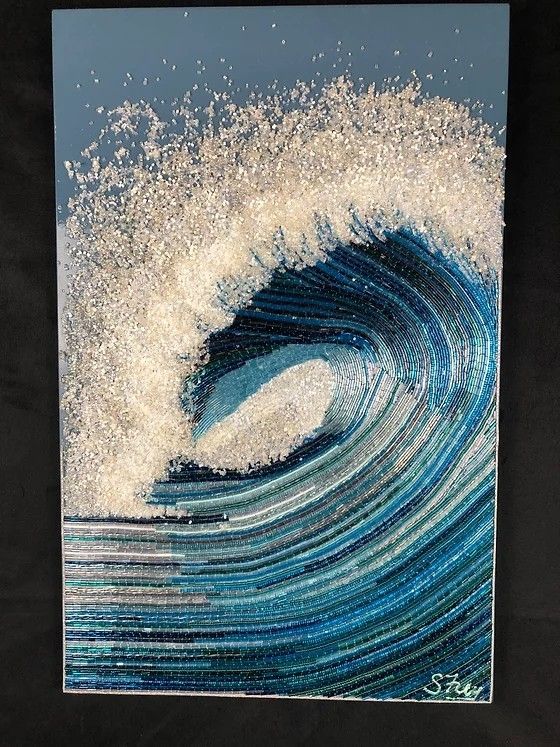 a painting of a wave in the ocean