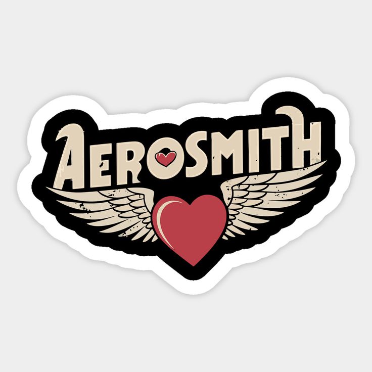 an aero smith sticker with wings and a heart