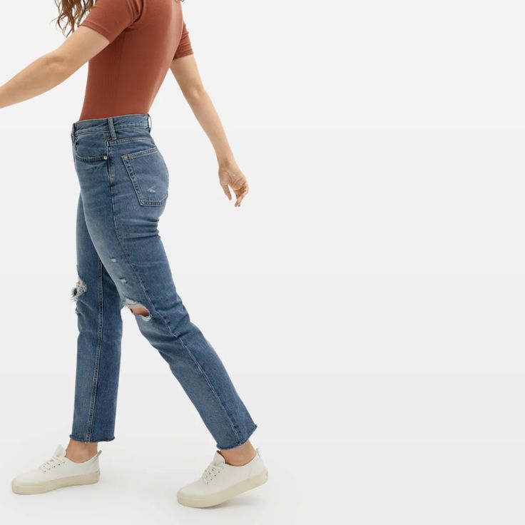 Women’s ’90s Cheeky Straight Jean | Everlane Trendy High Rise Flare Jeans For Everyday, Distressed Mid-rise Cropped Jeans For Everyday, Everyday High Rise Distressed Jeans, Trendy Fall Rigid Denim Cropped Jeans, Trendy Cropped Leg Jeans For Everyday Wear, Trendy Fall Cropped Rigid Denim Jeans, Everyday Ripped High Waist Jeans, High Waist Ripped Jeans For Everyday, Casual Everyday Ripped Cropped Jeans