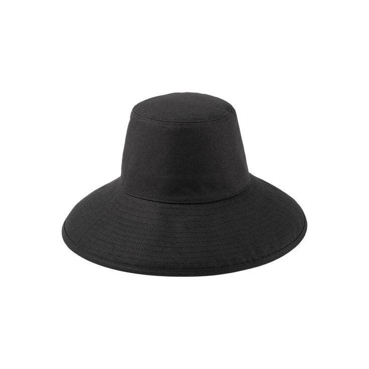 Made from 100% cotton canvas in a classic black, our new wide-brimmed holiday bucket is finished with a simple and secure necktie, ensuring this hat goes everywhere you do. Black Brimmed Cotton Sun Hat, Black Cotton Brimmed Sun Hat, Black Cotton Sun Hat With Curved Brim, Black Wide Brim Cotton Hat, Black Cotton Wide Brim Hat, Black Cotton Bucket Hat For Vacation, Black Cotton Sun Hat For Vacation, Black Cotton Wide Brim Sun Hat, Classic Brimmed Bucket Hat