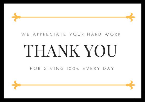 thank you for giving 100 % every day