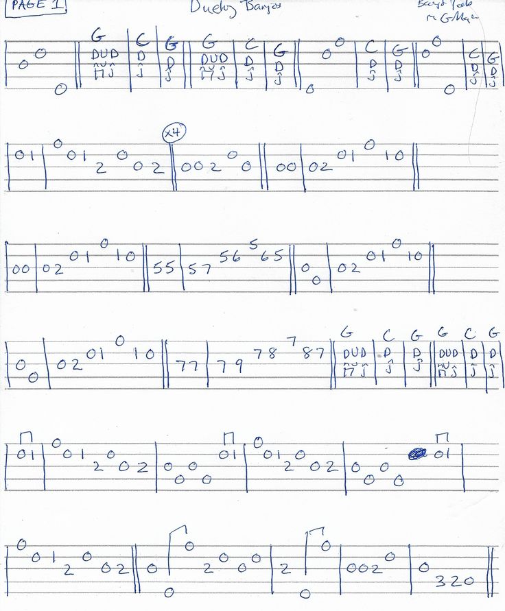 sheet music with numbers and notes for the guitar tabula, which is written in blue ink