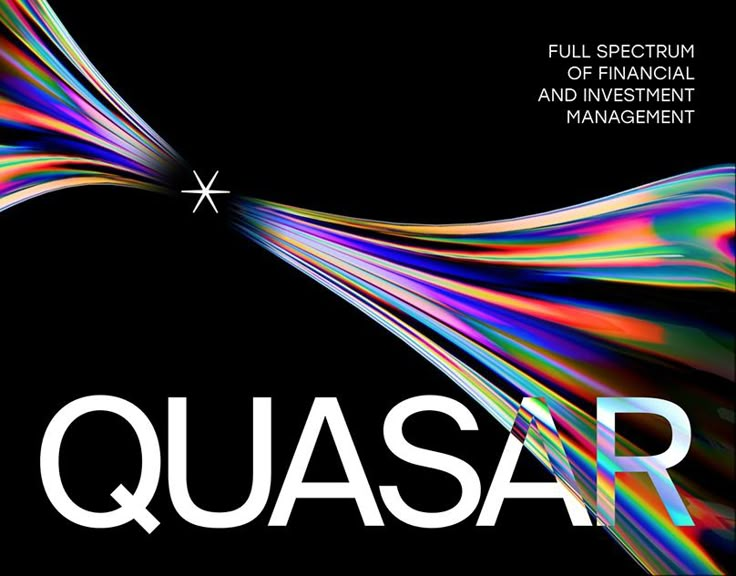 the cover of quasar's book, with colorful lines and stars in the background