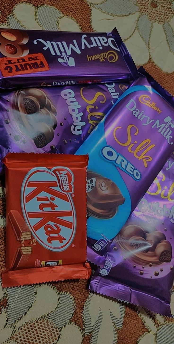 three different types of chocolates on a table