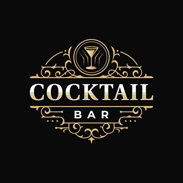 a black and gold logo for cocktail bar