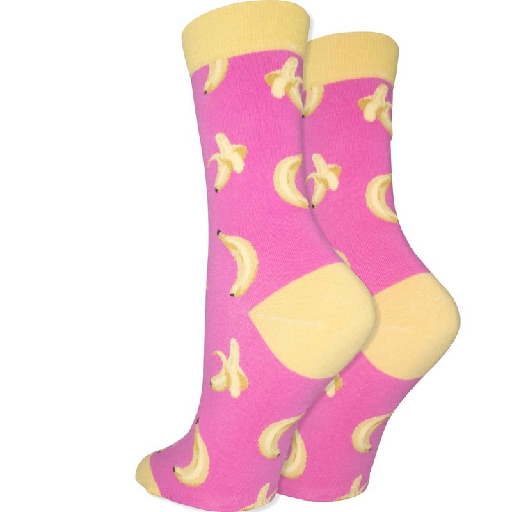 Who doesn't love bananas? Look your best with these fun, creative and stylish socks! Pink Banana, Banana Print, Stylish Socks, Pink Background, Bananas, Bright Pink, Combed Cotton, Comfort Fit, Socks