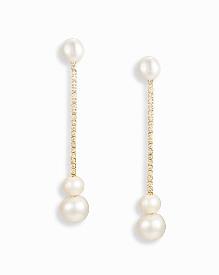 Introducing the Rory Drop Earrings, the definition of timeless elegance and sophistication, crafted meticulously and featuring lustrous pearls that embody purity and grace. These classic bridal earrings are designed to make any bride feel like royalty on her special day. Final sale Gold plate over brass Freshwater pearls Cubic zirconia accents Nickel- and lead-free Cheap Statement Pearl Drop Earrings, Luxury Pearl Earrings With Refined Style, Affordable Pearl Drop Earrings For Wedding, Pearl Jewelry Classic, Luxury Everyday Pearl Drop Earrings, Cheap Teardrop Pearl Statement Earrings, Elegant Teardrop Pearl Earrings, Cheap Statement Teardrop Pearl Earrings, Cheap Teardrop Statement Pearl Earrings