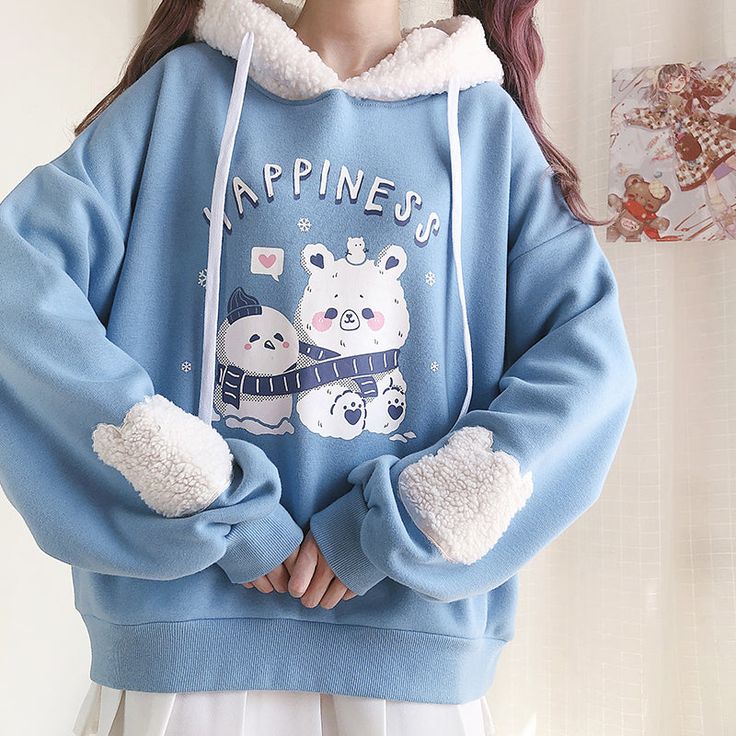 Cartoon Bear Hoodie PN4279 ●Size: Length 63 cm,bust 122 cm,shoulder 62 cm,sleeve 48 cm. ●Material:cotton ●About Shipping: We attach great importance to the orders of each customer and parcel delivery. 1.Processing time: 2-3 business days. 2.Shipping time: 10-15 business days to US, please allow 3-4 weeks shipping to other country.(Shipping times can be affected by variable customs clearance times or public holidays.) Plus Size Kawaii, Kawaii Hoodie, Kawaii Harajuku, Bear Hoodie, Cartoon Bear, Blue Khakis, Anime Hoodie, Lovely Clothes, Bear Cartoon