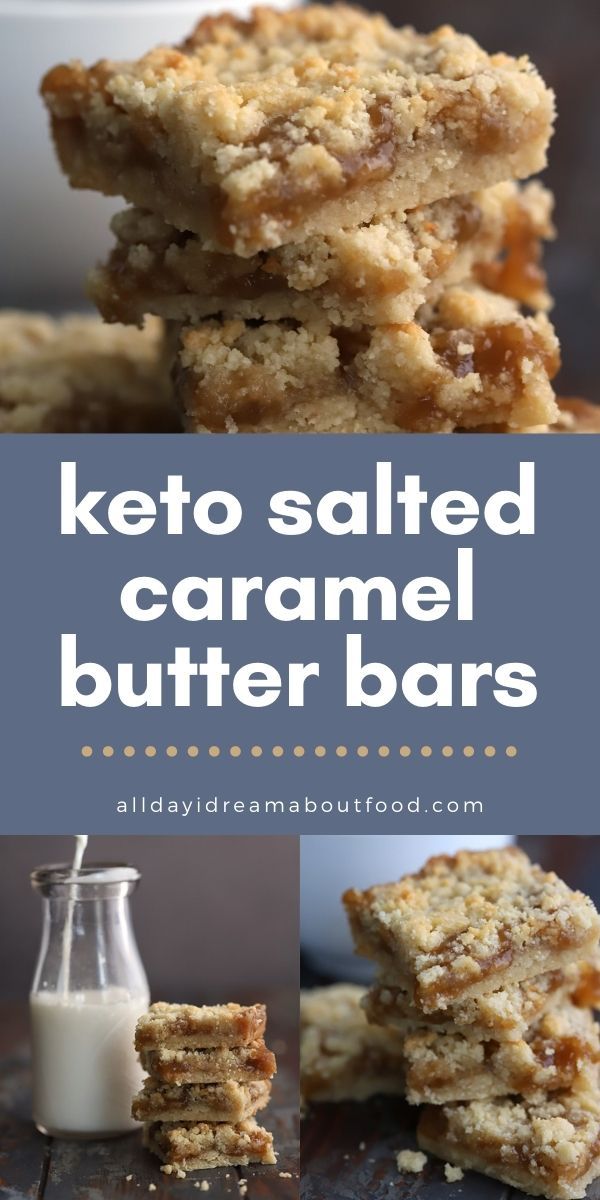 keto salted caramel butter bars stacked on top of each other