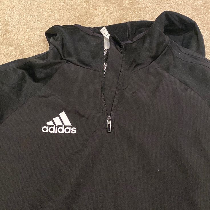 Youth Size 13-14 Fits A Small Brand New Black Adidas Hoodie With Ribbed Cuffs, Adidas Black Hoodie With Ribbed Cuffs, Adidas Black Sweatshirt Sportswear, Adidas Black Sportswear Sweatshirt, Adidas Black Sweatshirt For Fall, Adidas Black Sweatshirt For Sports, Moisture-wicking Black Hooded Top, Black Moisture-wicking Hooded Top, Adidas Black Sweatshirt For Sports Season