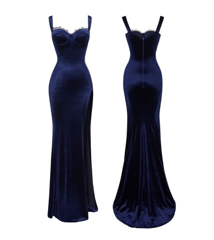 SHEIN Velvet Long Dress Shein Prom Dress, Velvet Blue Dress, Navy Blue Evening Gown, Velvet Long Dress, Navy Blue Velvet Dress, Velvet Dress Long, Blue Velvet Dress, Diy Things, Glam Dresses