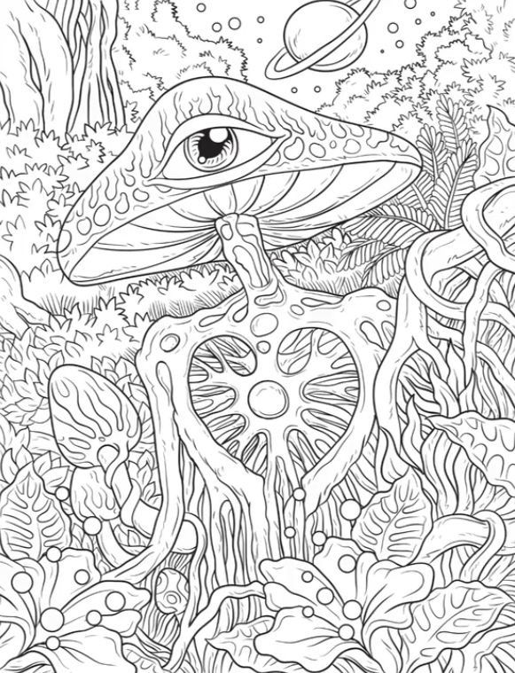 an underwater scene with fish and corals in black and white coloring book page for adults