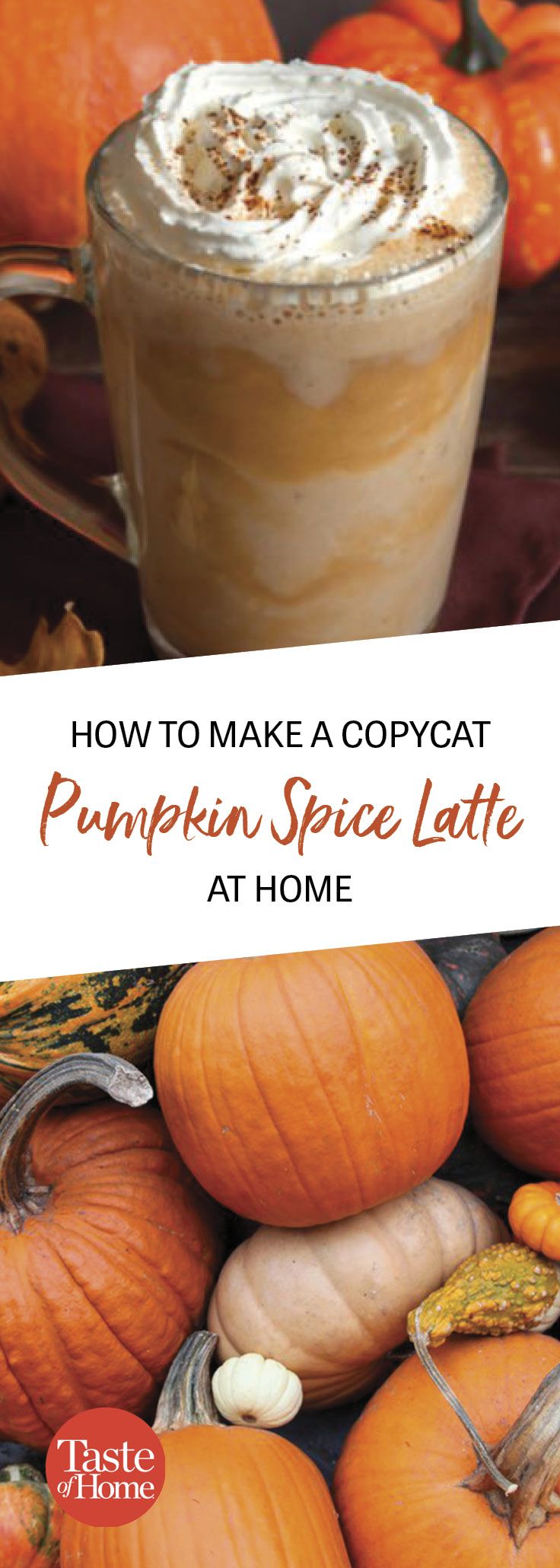 pumpkin spice latte at home with text overlay