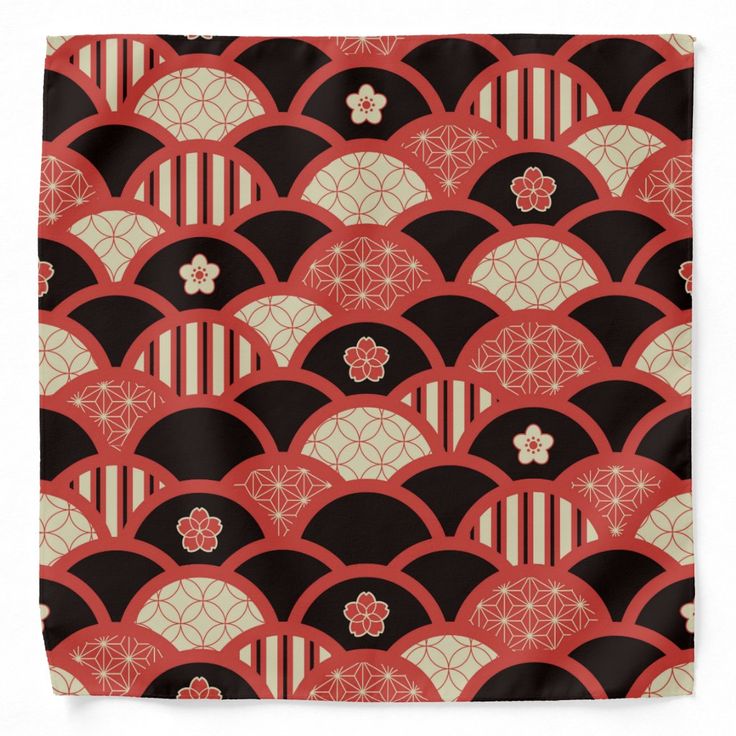 Red Kimono pattern textured waves style Bandana, Adult Unisex, Size: Large, Lavender Blush / Dark Red / Bisque Asian Design Pattern, Kimono Pattern Design, Japanese Kimono Pattern, Style Bandana, Red Kimono, Traditional Japanese Kimono, Traditional Japanese Art, Kimono Pattern, Asian Design