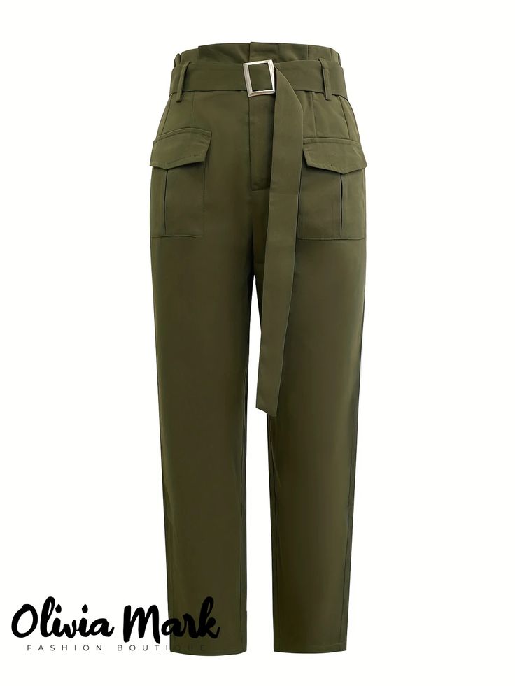 Olivia Mark - Pantalón con puños y bolsillo abotonado High Waist Cargo Pants, Waist Cargo Pants, Cuffed Pants, Olivia Mark, Cropped Pants, Cargo Pants, Premium Quality, High Waist, High Waisted