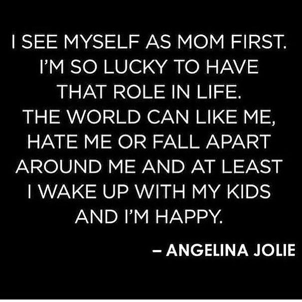 an image with the words i see myself as mom first, i'm so lucky to have that role in life