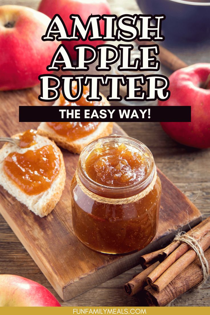 an apple butter recipe on a cutting board with cinnamon sticks and apples in the background