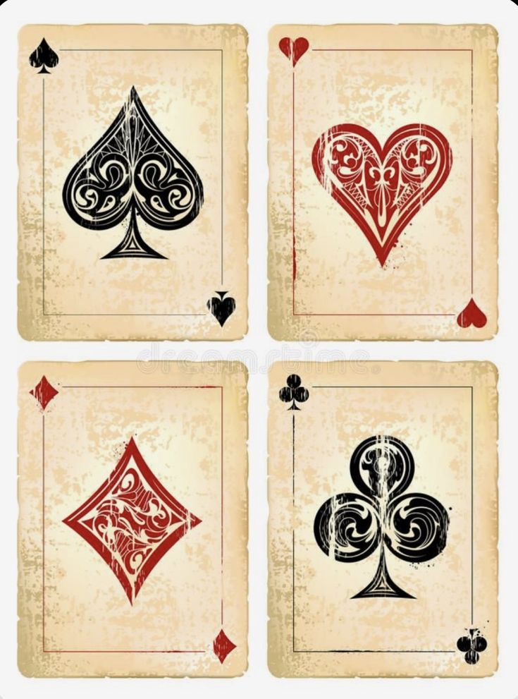 four card suits with hearts and spades on the back eps file available in svt format