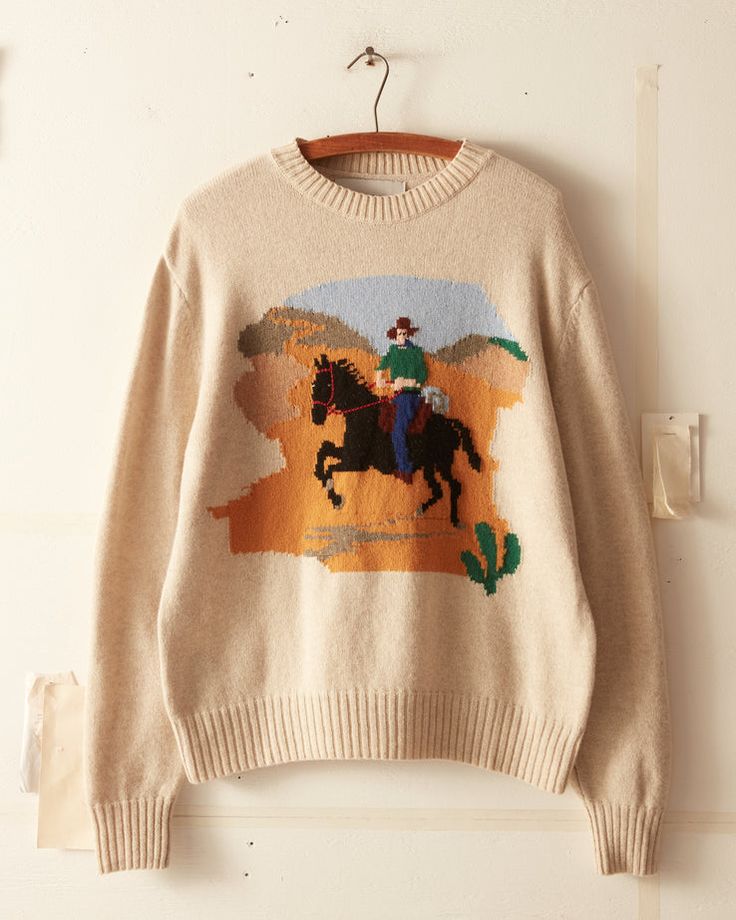 Desert Cowboy, Cool Jumpers, Woman's Closet, Cowboy Design, Unique Sweaters, Knitwear Men, Kids Sweater, Knitting Inspiration, Sweater Weather