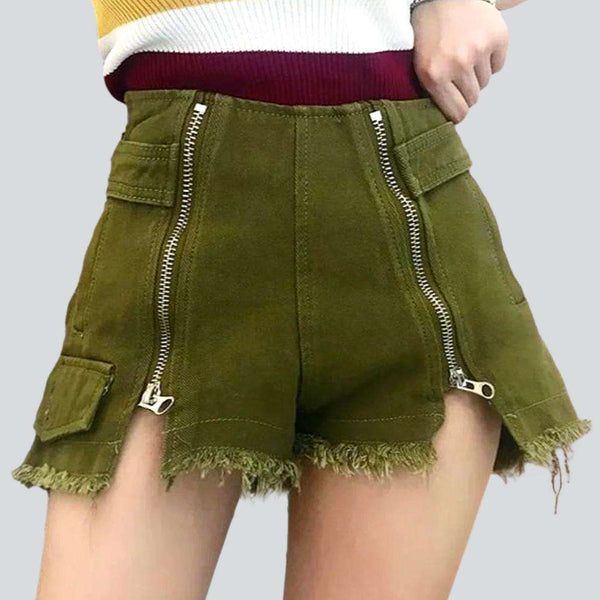 <p>Introducing the 2023 Summer Collection's y2k-trend <a href="https://raejeans.com/collections/womens-ripped-jeans-shorts" title="Women's High Waisted Jeans Shorts">distressed denim shorts</a> with zippers—crafted for an effortlessly cool and stylish look. Featuring a wide-leg-leg. tall-rise silhouette and bold coloring. these shorts are perfect for turning heads and making a statement.</p><p><strong>Distinctive Features:</strong></p><ul> <li> <strong>Y2K-inspired Style</strong>: Rock a clas... Trendy Bottoms With Built-in Shorts, Trendy Cotton Jean Shorts, Trendy Jean Shorts With Pockets For Fall, Y2k Bottoms With Built-in Shorts For Spring, Y2k Style Cotton Shorts For Spring, Spring Y2k Style Cotton Shorts, Spring Y2k Cotton Shorts, Trendy Cutoff Bottoms With Zip Fly, Edgy Shorts With Pockets For Spring