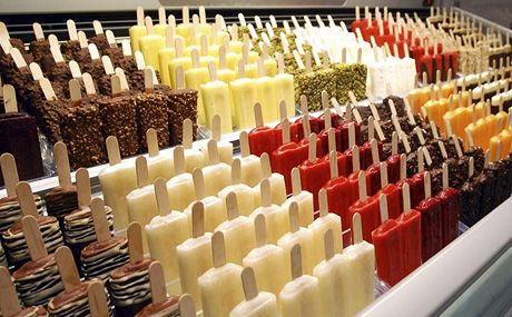 many popsicles are lined up in rows