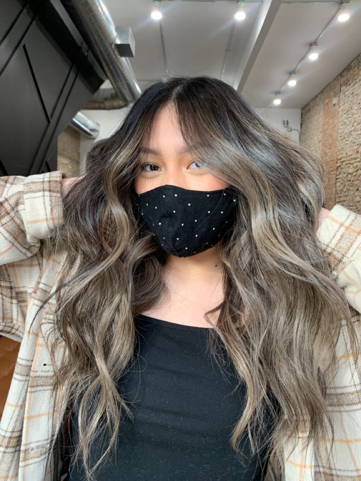 Balayage Hair Black To Blonde, Black To Ash Blonde, Ash Blonde Hair On Black Hair, Bronde Balayage Black Hair, Bronde Balayage On Black Hair, Ashy Bronde Balayage Brunettes, Ash Brown Hair Tan Skin, Tan Asian Blonde Hair, Ash Blonde Balayage On Asian Hair