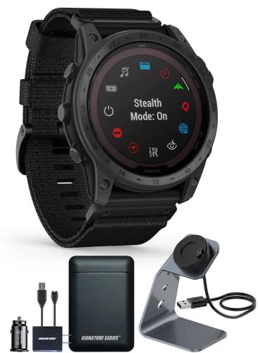 the smart watch is connected to an external charger and charging station with its accessories