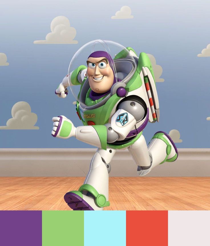 the toy story character buzz lightyear running across a wood floor