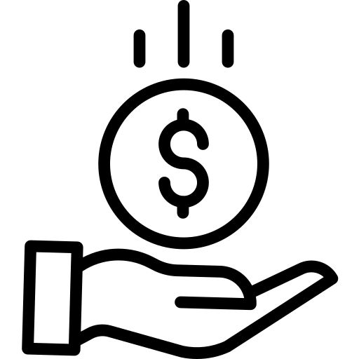 a hand holding a coin with the dollar sign on it's palm, in front of a white background