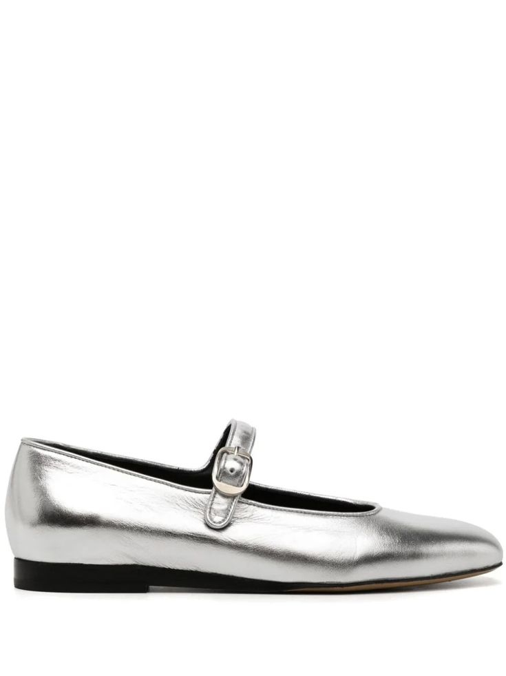 Shop Le Monde Beryl Mary Jane leather ballerina shoes Nyc April, Silver Shoe, Heels Kitten, Tone Calves, Buckle Heels, Expensive Bag, Shoes Silver, Versace Outfit, Chanel 2