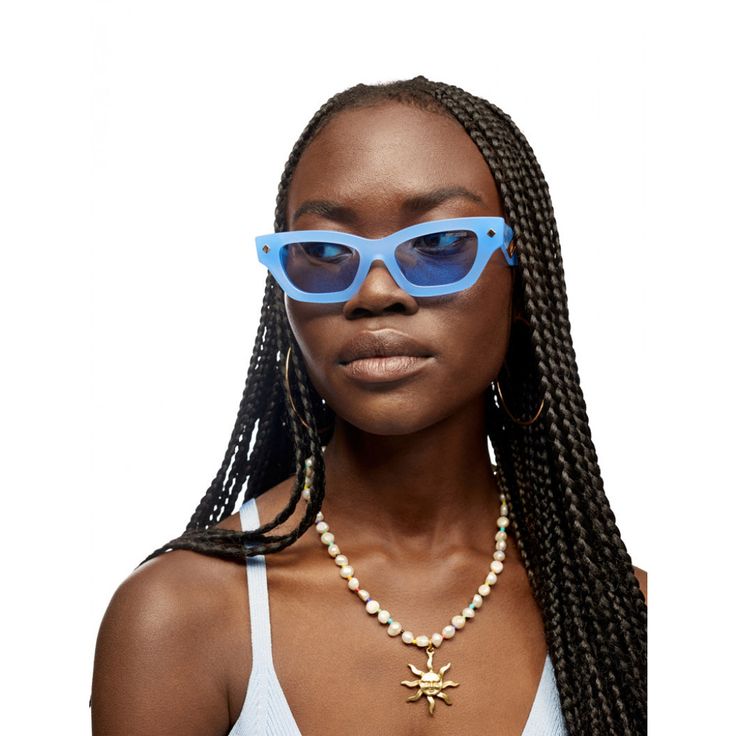 Old school cool, the Ren sunglasses are a nod to the timeless styles of yesteryears. Made from high quality opaque milky sky blue acetate with matching blue CAT3 UV protected lens.Frame height: 44mmFrame width: 145mm Poppy Lissiman, Blue Poppy, Belt Jewelry, Cool Sunglasses, Cosmetic Pouch, Waist Bag, Oakley Sunglasses, New Outfits, Leather Crossbody