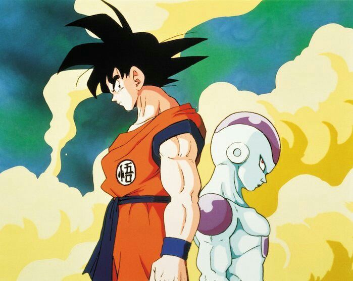 the dragon and gohan are looking at each other