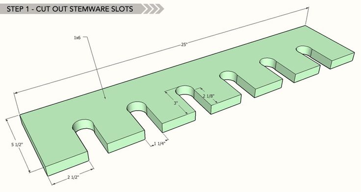 the step 1 cut out stemware slots are shown