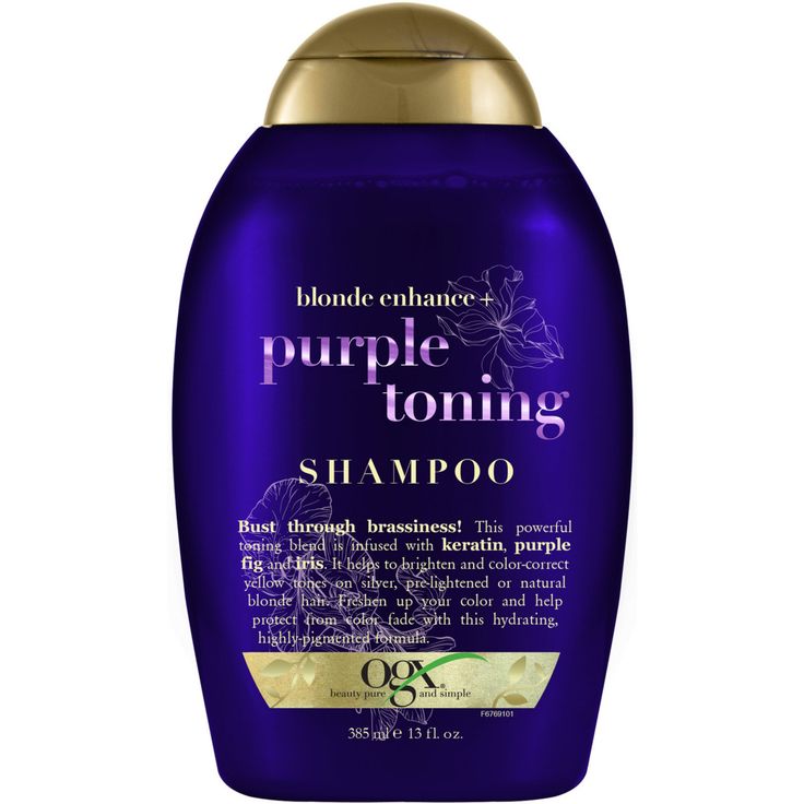 Blonde Enhance + Purple Toning Shampoo -  Banish unwanted, brassy tones with OGX Blonde Enhance + Purple Toning Shampoo for silver, pre-lightened or natural blonde hair. Formulated with strengthening ingredients like keratin.    Benefits     Ideal for silver, pre-lightened or natural blonde hair Invigorates your senses with notes of blood orange, papaya butter and coconut milk A highly pigmented formula to brighten and color-correct yellow tones and protect from color fade Free of sulfated surfa Ogx Hair Products, Purple Shampoo For Blondes, Best Purple Shampoo, Purple Shampoo And Conditioner, Blonde Tones, Toning Shampoo, Sally Beauty, Purple Shampoo, Beauty Products Drugstore