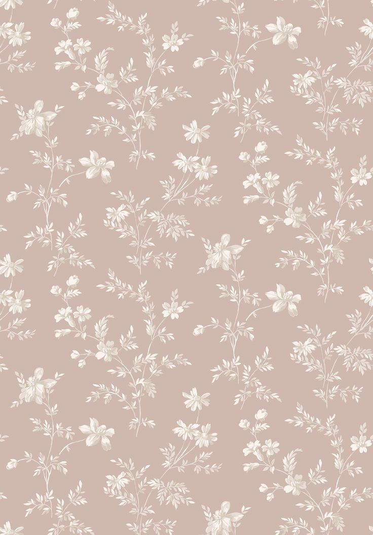 a beige and white floral wallpaper with small flowers on it's side,