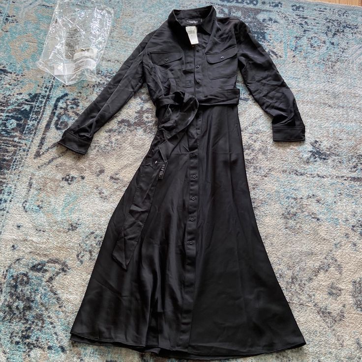 Nwt: Black Ralph Lauren Sateen Maxi Shirt Dress With Pockets Shirt Dress With Pockets, Maxi Shirts, Maxi Shirt Dress, Ralph Lauren Dresses, Ralph Lauren Dress, Dress With Pockets, Colorful Dresses, Shirt Dress, Ralph Lauren